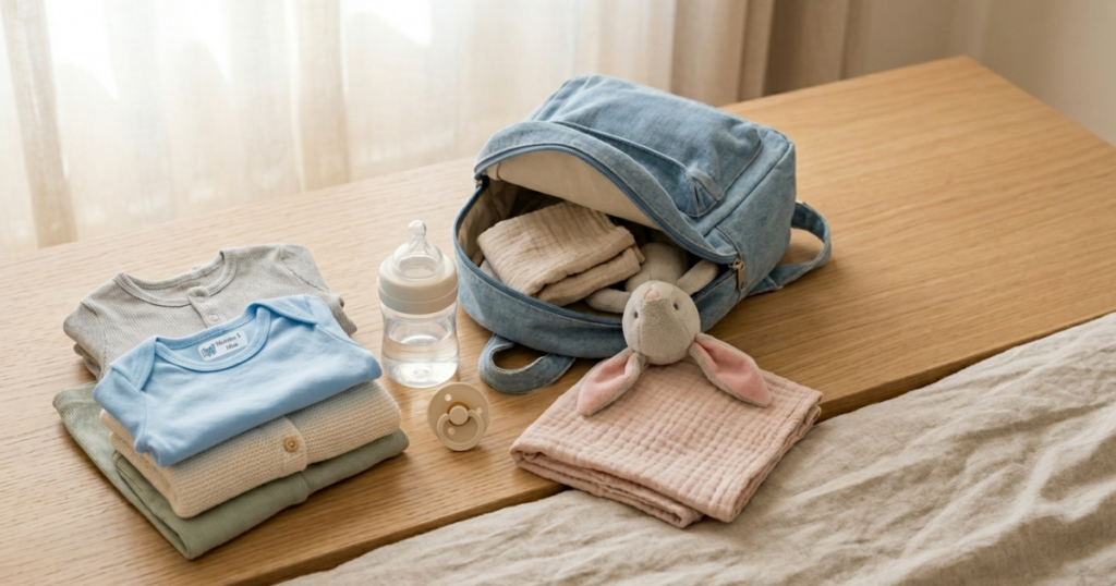 Preparar a primeira vez na creche com roupa, mochila e objetos identificados
